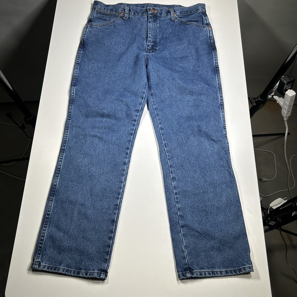 Wrangler Jeans Mens 34x29 Blue Denim Straight Leg Classic Cowboy Western